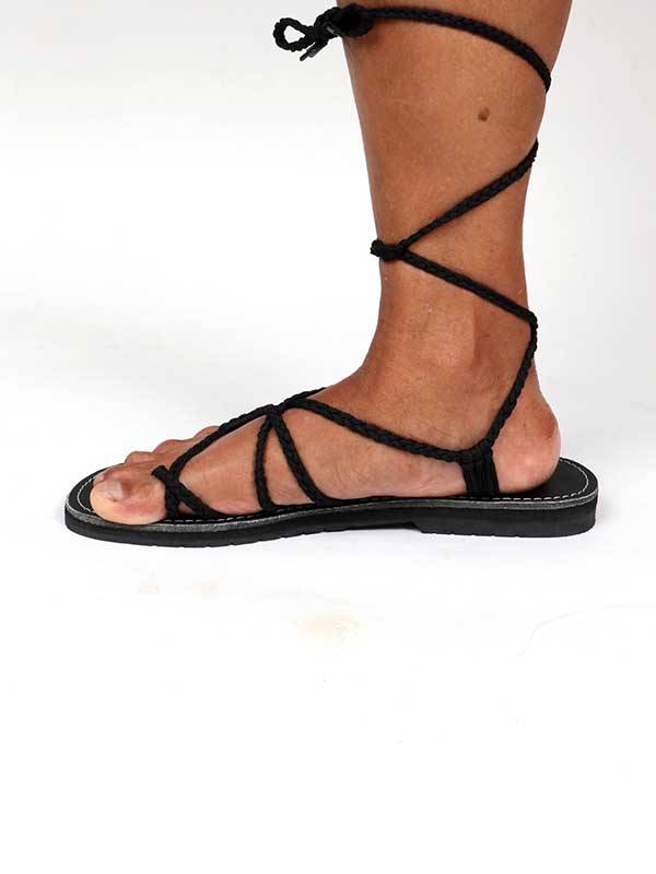 Sandalia Romana De Cordones Negros ZSC16 ZAS