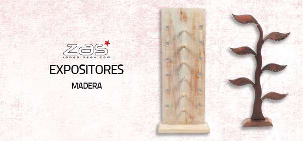 Expositor para anillos giratorio en madera con 8 rulos mediddas - EXAN01